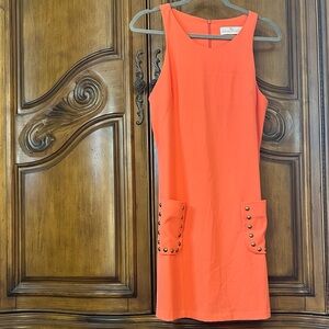 Amanda Uprichard  Like NEW Clara Vibrant Orange Sleeveless Shift Dress Medium